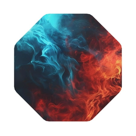

Coaee Red And Blue Fire Print Leather Coasters Set of 6 Non-Slip Washable Cup Coasters for Home Office Bar Octagon