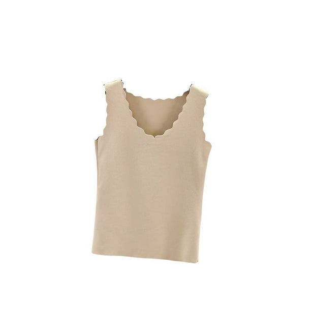 Minnieouse Ropa interior térmica para mujer, chaleco, Otoño Invierno, hogar, escuela, exterior, capa básica, cuerpo delgado, Tops cálidos, ropa interior Camisetas sin mangas champán Minnieouse AP013513-11