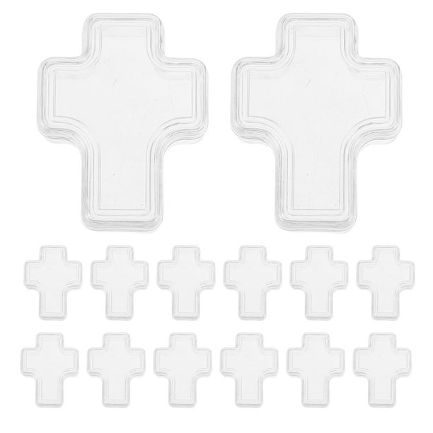 Caja de almacenamiento de joyas en forma de cruz de plástico transparente de 20 piezas con tapa Organizador de alta transparencia para collares, pulseras, cuentas y artículos pequeños
