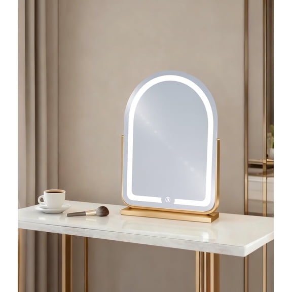 Hollywood Makeup Mirror 3-Color Dimmable LED Lights Vanity Mirror Wide Arch Design, USB Powered Bedroom Dressing Table