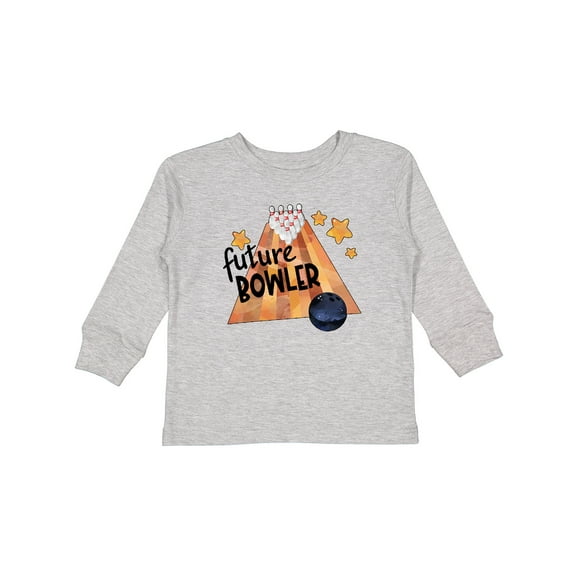 Inktastic Future Bowler Bowling Ball and Pins Boys or Girls Long Sleeve Toddler T-Shirt