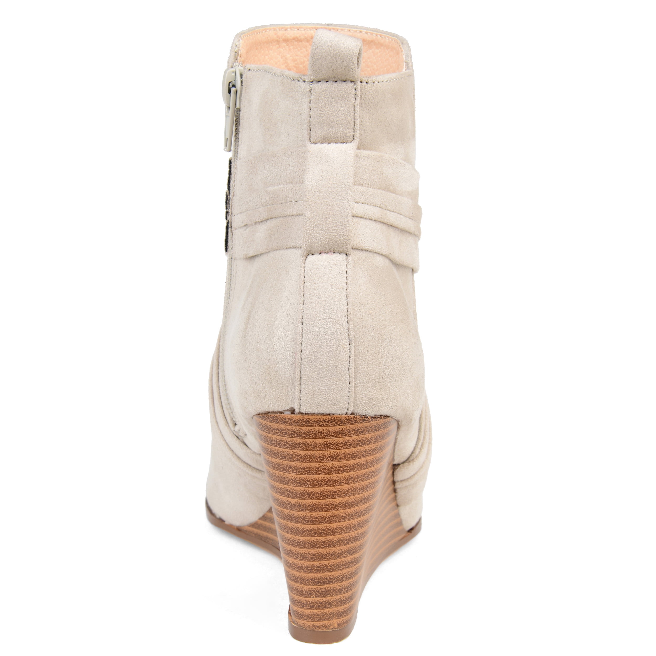Journee Womens Sabeena Inside Zip Open Toe Wedge Booties