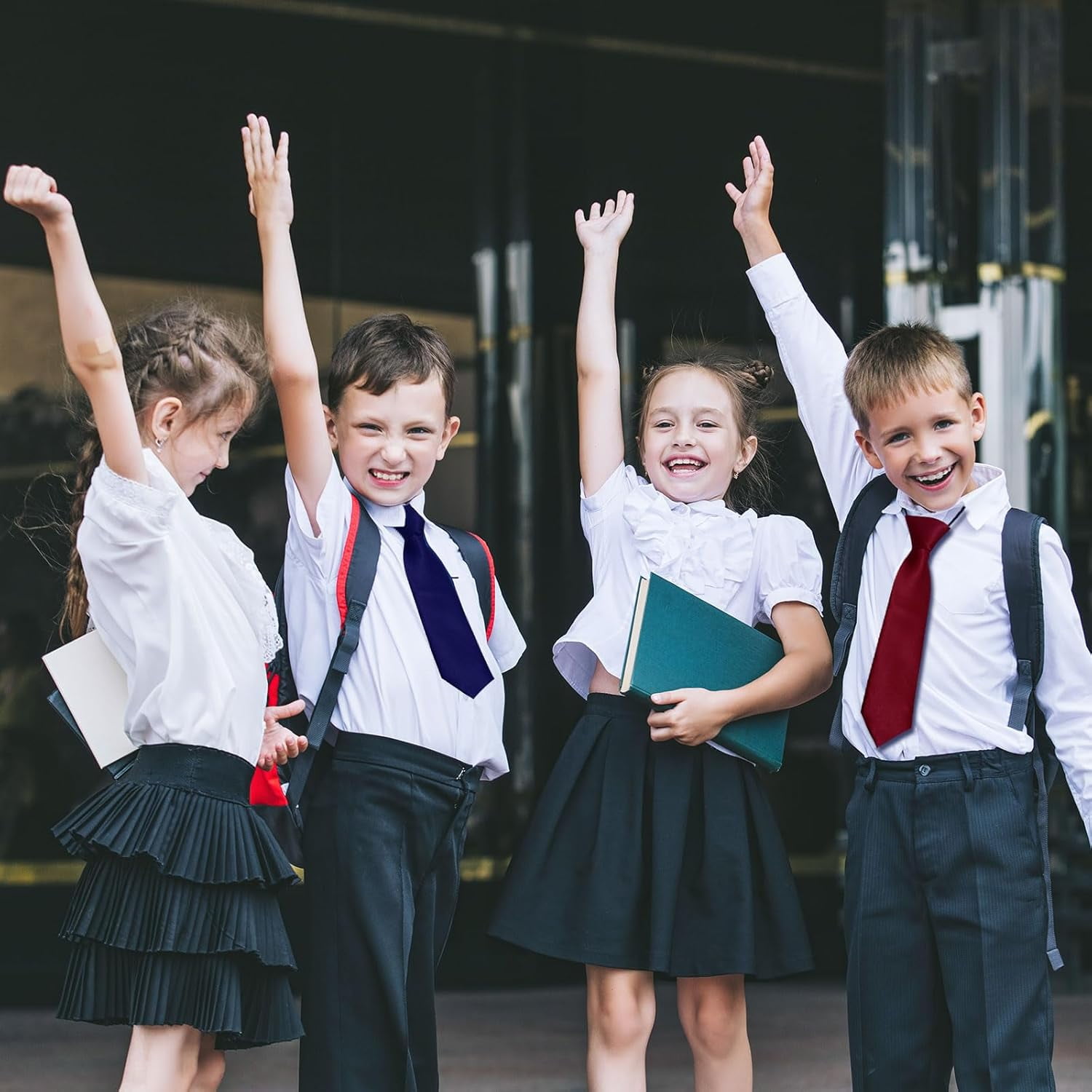6 Pieces Kids Tie,3 Colors Tie,Elastic Neck Tie,Adjustable Pre-Tied Tie,School Tie,Plain Colored Formal Tie for Boys Girls for Wedding Graduation School Uniforms Children's Performance
