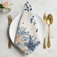 thumbnail image 2 of Blue Coastal Starfish Cloth Napkins, Beach Nautical Shell Eucalyptus Rustic Washable and Reusable Dinner Napkins Set of 6, Table Napkin for Kitchen Party Birthday Wedding Hotel Housewarming 20"x20", 2 of 9