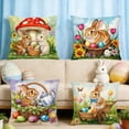 thumbnail image 6 of AZXY Easter Throw Pillow Covers 18x18 Set of 4, Bunny & Egg Decorative Pillowcases, Soft Flock Fabric Pillow Covers for Couch Sofa Living Room Bedroom Spring Easter Home Decor, 6 of 6