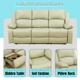 thumbnail image 4 of Caberryne Recliner Sofa with Double Recliners for Living Room Furniture Sets，Leather Reclining Couch with Cup Holders/Hidden Table for Living Room/Office/Theater Seating(3 Seater Sofa,Beige), 4 of 5