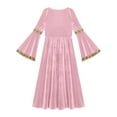 thumbnail image 4 of Mufeng Girls Renaissance Queen Gown Velvet Vintage Medieval Princess Long Maxi Dress Pink 8, 4 of 6