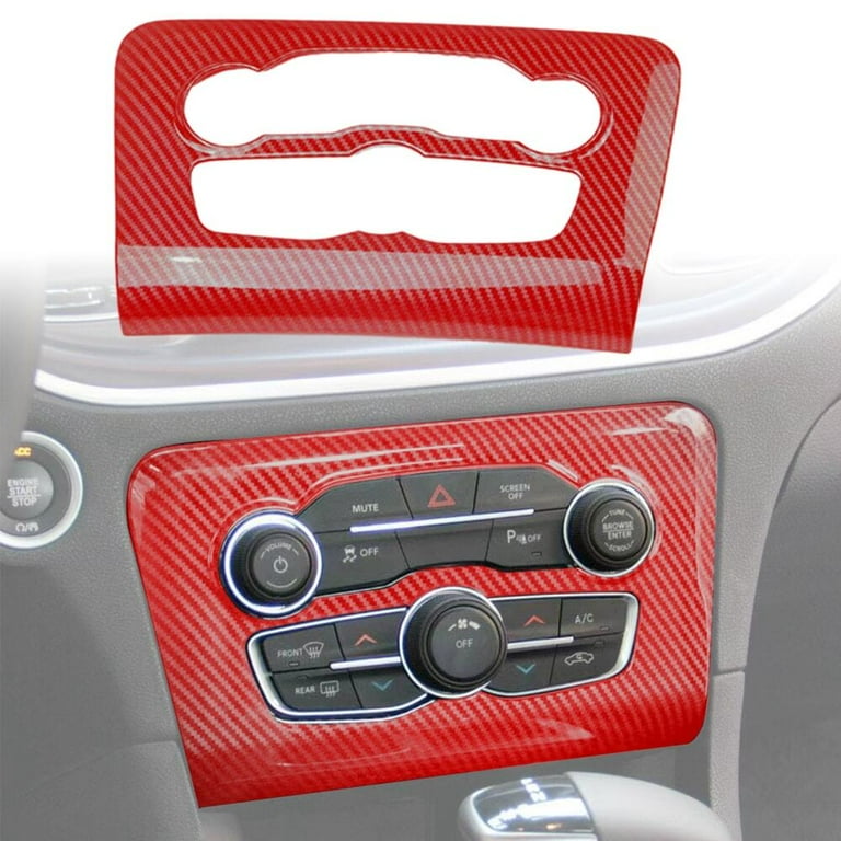Red Carbon Fiber AC Switch Panel Cover Trim For Dodge Charger 2015-2019 – Self-Adhesive, 1-Yr Warranty