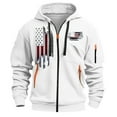 thumbnail image 3 of Hooded Jacket Men Zip Up Workout White Shirt Fall Winter Pocket Patriotic Men's Coat, 3 of 3