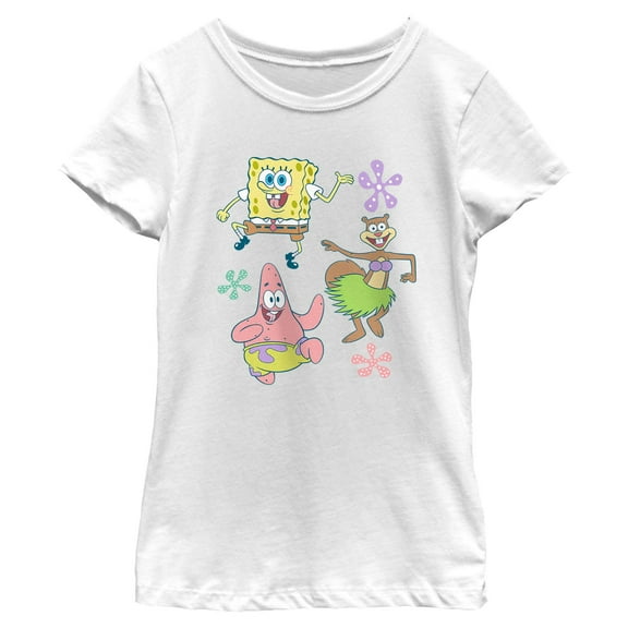 Girl's SpongeBob SquarePants Floral Friends Graphic T-Shirt