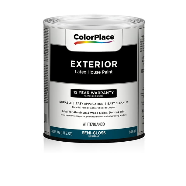 ColorPlace Exterior Semi-Gloss Paint, White - Walmart.com ...