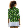 thumbnail image 3 of HUIACONG Rabbit with Clovers Womens 3/4 Sleeve Golf Shirts Quarter Zip Polyester Spandex with Comfortable Women's Golf Polo Shirts for Sports Enthusiasts, 3 of 10