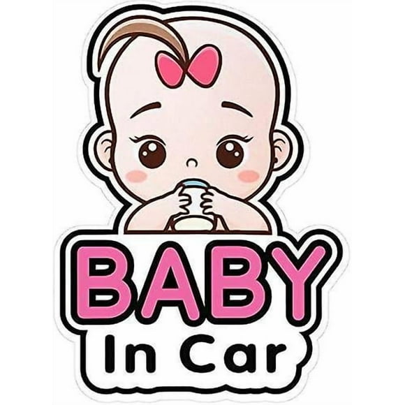 1 Baby in Car Sign Stickers for Girls, Baby Car Sticker Removable Safety Announcement Board Sticker, Cute Window Car Sticker for Baby (Girl)