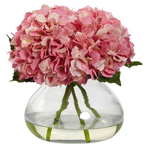 Nearly Natural 1357-PK Blooming Hydrangea with Vase Large Pink