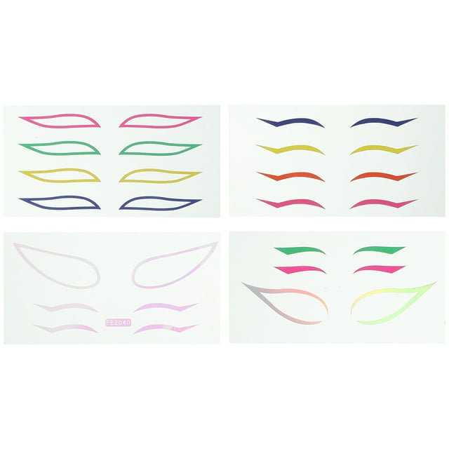 4sets Pegatinas de delineador de ojos coloridas impermeable Pegatinas de la línea de ojos Herramienta de maquillaje de ojos
