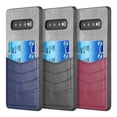 thumbnail image 2 of Samsung CSSAMS10-CANV-GYBU 2 Tone Texture Coated Canvas TPU Case with Card Slot for Galaxy S10, Grey & Burgundy, 2 of 15