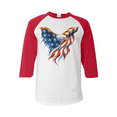 thumbnail image 1 of MmF - Mens Raglan Sleeve Baseball T-Shirts, up to Size 3XL - American Flag 4th of July, 1 of 4