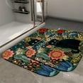 thumbnail image 2 of 1pc Black Cat Among Flowers Absorbent Non-Slip Bathroom Thickened Flannel Rug Decor,Soft,Quick Drying,Suitable For Indoor/outdoor Use,Bathrooms,Bedrooms,Kitchens,Terrace,Laundry Rooms,16"x24", 2 of 9