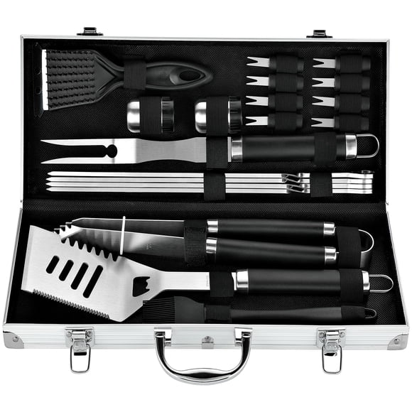 Juego de herramientas para barbacoa ROMANTICIST, 20 piezas, resistentes, en estuche