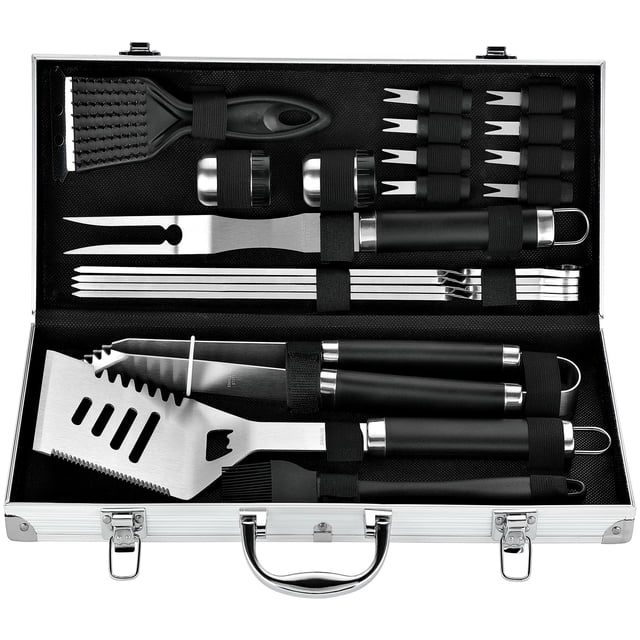 Juego de herramientas para barbacoa ROMANTICIST, 20 piezas, resistentes, en estuche