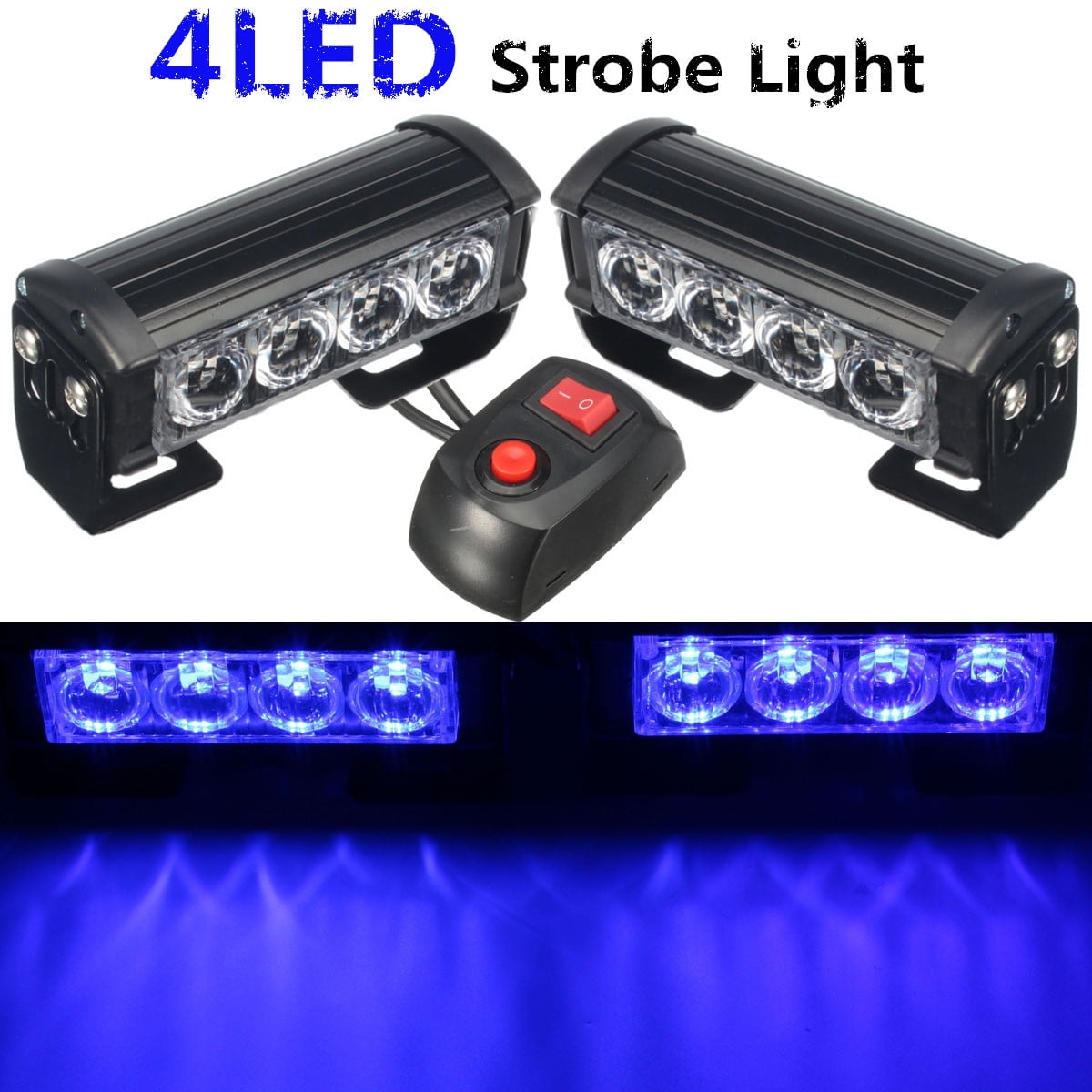 2x 12V LED Strobe Flash Flashing Hazard Grille Beacons Light Lamp Bulb