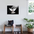 thumbnail image 3 of Art.com A Free Flying White Dove Isolated On A Black Background Stretched Canvas Print Wall Art by Irochka, 32" x 24", 3 of 4