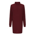thumbnail image 3 of Fall Winter Long Sleeve Turtleneck Ribbed Pullover Casual Mini Sweaters Dress, 3 of 6