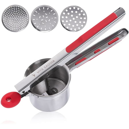 

Heavy Duty Stainless Steel Potato Ricer and Masher with 3 Interchangeable Discs Premium Grade Large Capacity Vegetable Ricer Great for Purees Fruit Juicer Baby Food Press Squeezer