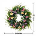 thumbnail image 3 of Spring Wreath for Front Door 17.7 inches Wildflower Wreath Door Wreaths for Spring Summer Easter Hanging Decoration for Home Indoor Outdoor, 3 of 9