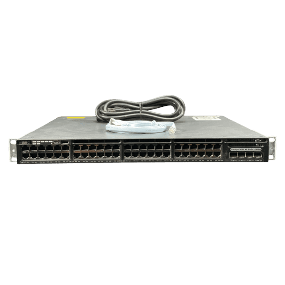 Restored Cisco Catalyst WS-C3650-48PQ-E 48 Port Gigabit PoE+ 4x10G SFP+ Layer 3 Switch (Refurbished)
