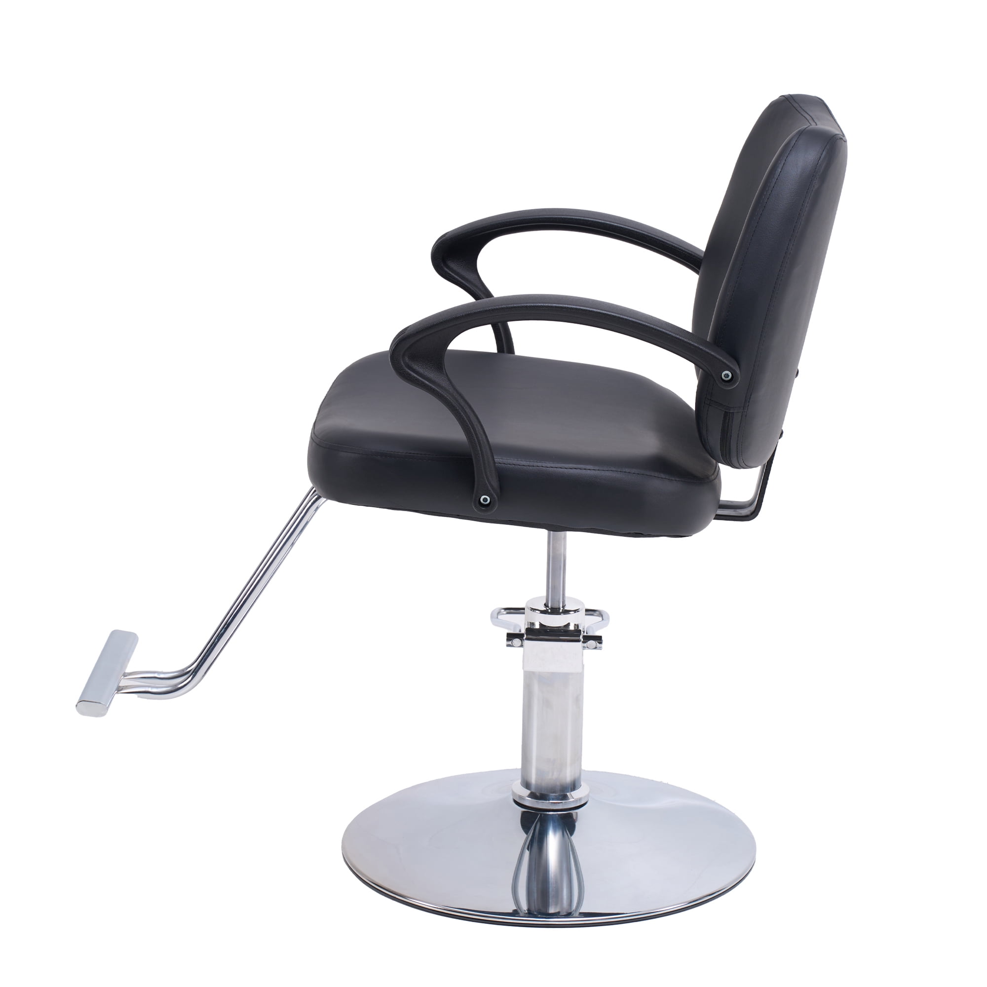 Hydraulic Barber Styling Chair with 360-Degree Swivel and Chrome Base, Heavy-Duty Beauty Salon Chair with PU Leather Upholstery, Black