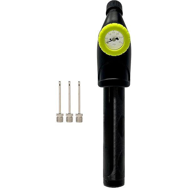 Bomba de Mano Deportiva de Doble Acción con Manómetro Integrado y Aguja, Inflador Compacto para Balones de Fútbol, Baloncesto y Más (Negro)