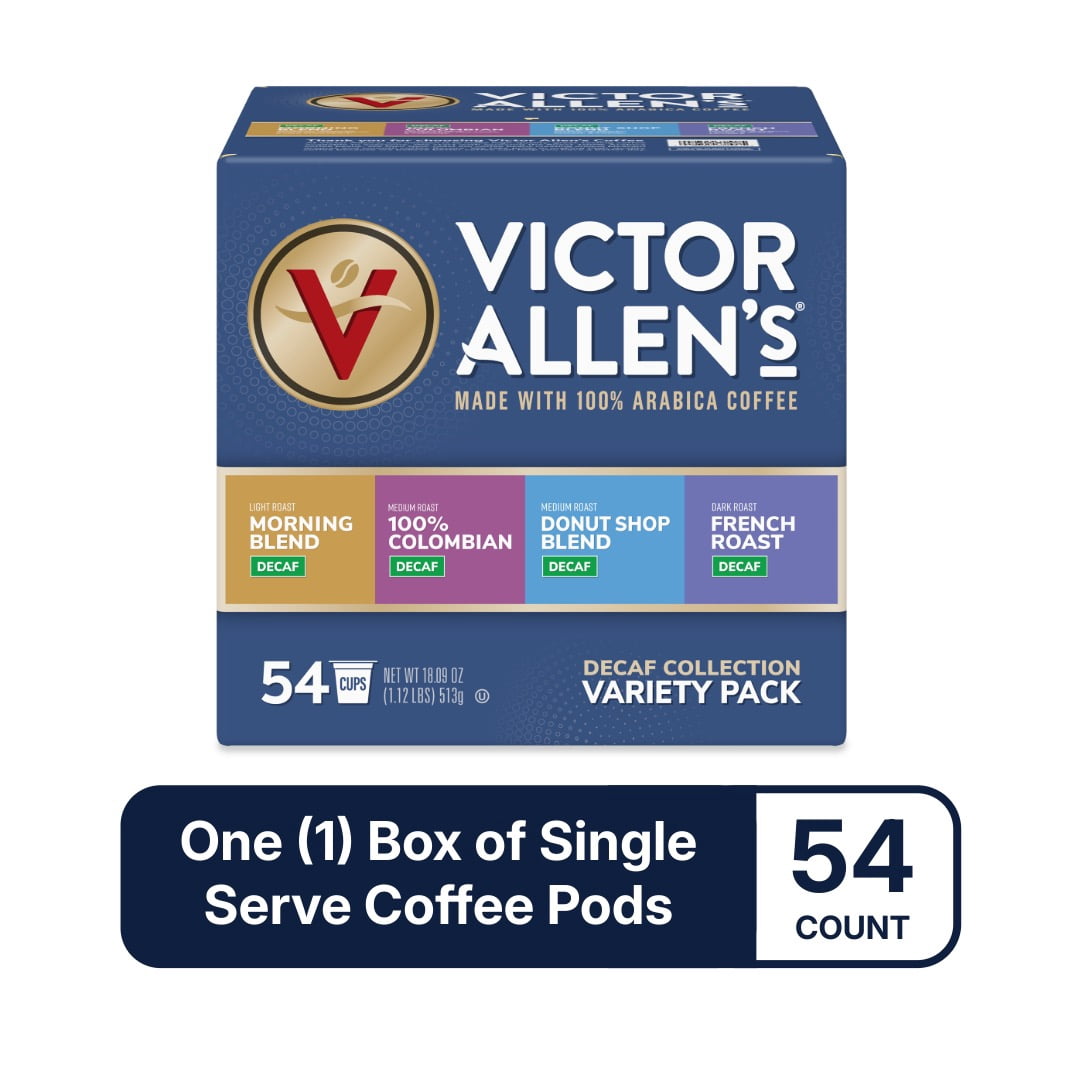 Victor Allen's Coffee Decaf Coffee Favorites Variety Pack, 54 Count, Single Serve Coffee Pods for Keurig K-Cup Brewers