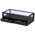 thumbnail image 6 of Maritcute Modern Rectangular Coffee Table, Wooden End Table With Tempered Glass Top, Coffee Table With 2 Storage Drawers, Open Shelf For Living Room, 6 of 9