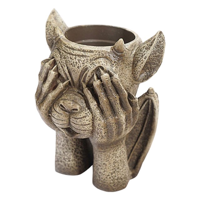 Monster Shape Succulent Pot Evils Estatua Maceta creativa Planta Cactus Maceta Maceta Contenedor para escritorio Hogar Jardín Decoración Ornamento Cubrir los ojos mayimx maceta de interior
