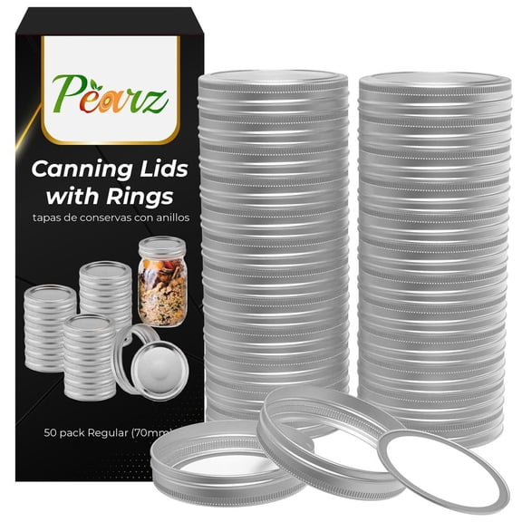 200 pcs (100 pcs Canning Lids   100 pcs Rings) Wide Mouth Canning Lids, Split Type Lids for Mason Jar Canning Lids Wide Mouth Bulk, Split-Type Lids Leak Proof Secure (100 pc - Wide 86mm, Silver)