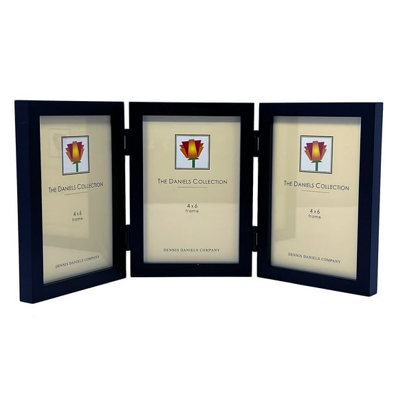 The Original DANIELS W41  Ebony-black GALLERY WOODS hinged triple 4x6 frame by Dennis Daniels - 4x6
