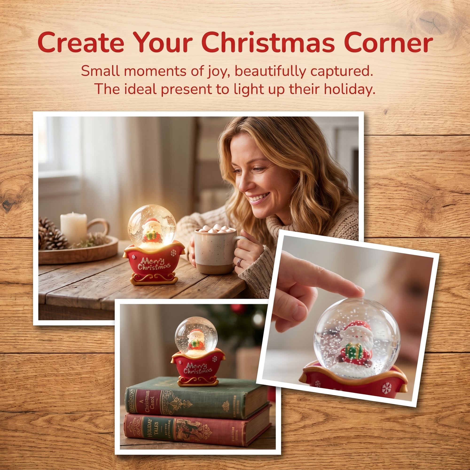 Unique Bargains Light Up Crystal Ball LED Glitter Snow Globe Red R 1.8" x 1.8" x 2.7"
