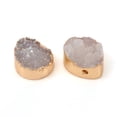 thumbnail image 2 of Natural Druzy Agate Top Drilled Beads Edge Brass Golden Plated Teardrop 15x13x5-6mm Hole: 0.6mm, 2 of 3