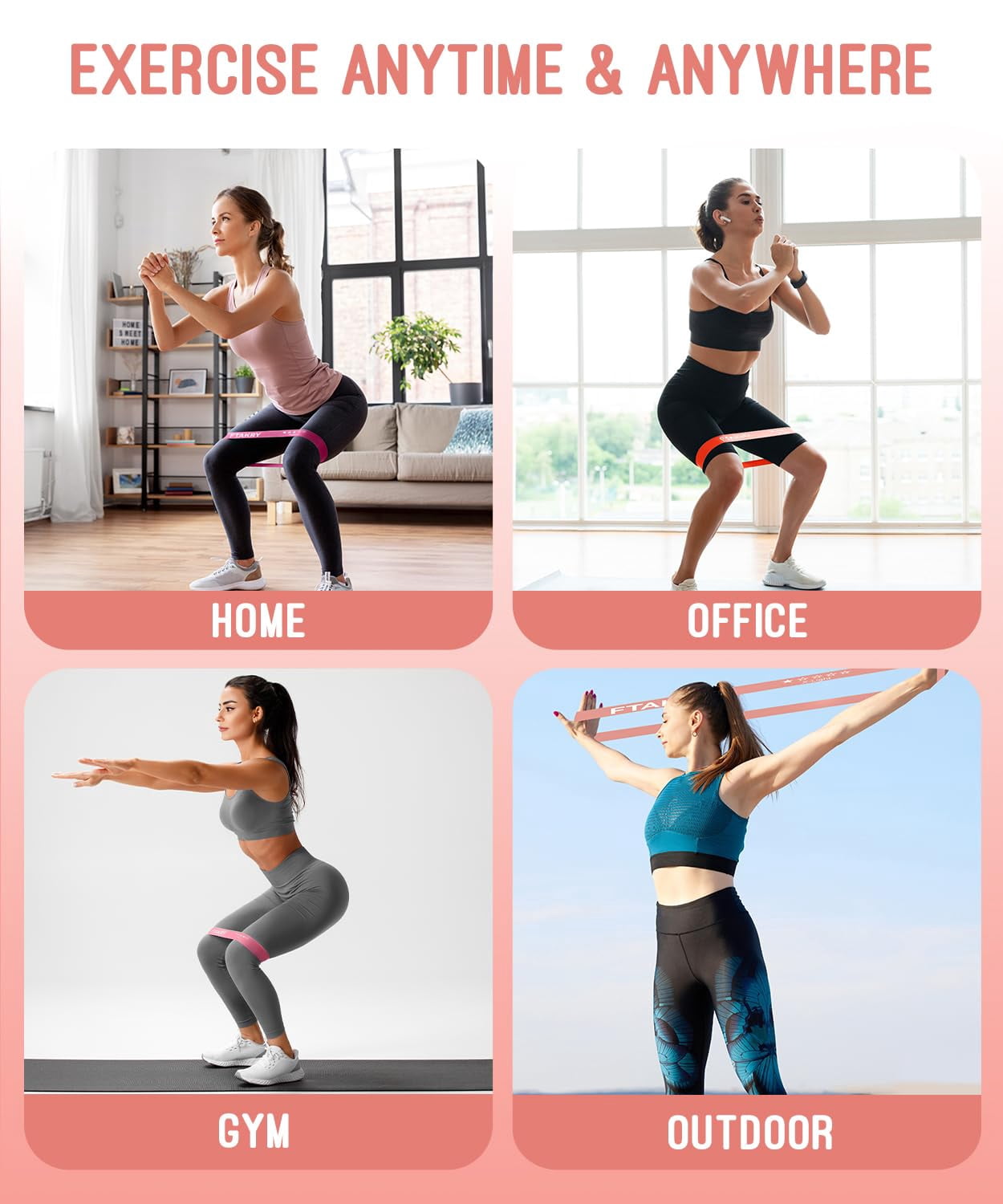 Resistance Bands for Working Out, Exercise Bands with 5 Resistance Levels, Natural Latex Resistance Bands Designed for Home Fitness, Strength Training and Flexibility Exercises