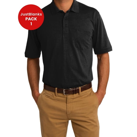 JustBlanks Core Blend Jersey Knit Pocket Polo Shirt Soft Durable Stain Resistant Casual Workwear Essential