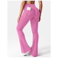 thumbnail image 2 of Flare Leggings with Pockets for Women Scrunch Workout Leggings Butt Lifting Gym Yoga Pants Work Pants Light Pink XL, 2 of 6