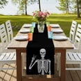 thumbnail image 4 of Halloween Funny Skull 108 Inch Table Runner, Scary Skeleton Abstract Black Farmhouse Dresser Scarf Cotton & Linen Tablerunner for Dining/Kitchen Island/Holiday Party Décor 13" x 108", 4 of 9