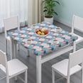 thumbnail image 3 of Blue Red Checkered Pattern Square Fitted Tablecloth with Elastic Edge,Square Table Cover,Washable Elastic Table Cover for Home Kitchen Party Decor 34"x34", 3 of 6