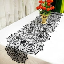 Taotanxi Halloween Table Runner - Black Lace Spider Web Table Runners for Halloween Decor,Vivid Polyester Spider Web Table Runner for Halloween Masquerade Party Dinner Table Decoration 18 X 72 Inch