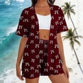 thumbnail image 2 of Women Two Piece Outfits Sets,Womens 2 Piece Summer Outfits Abstract Print Open Front Kimono Blouse and Shorts Beach Vacation Outfits, 2 of 6