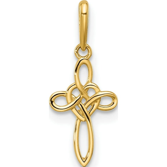 14K Yellow Gold Polished Heart Celtic Cross Pendant (Width 8.1) (Length 19.4) - Jbsp