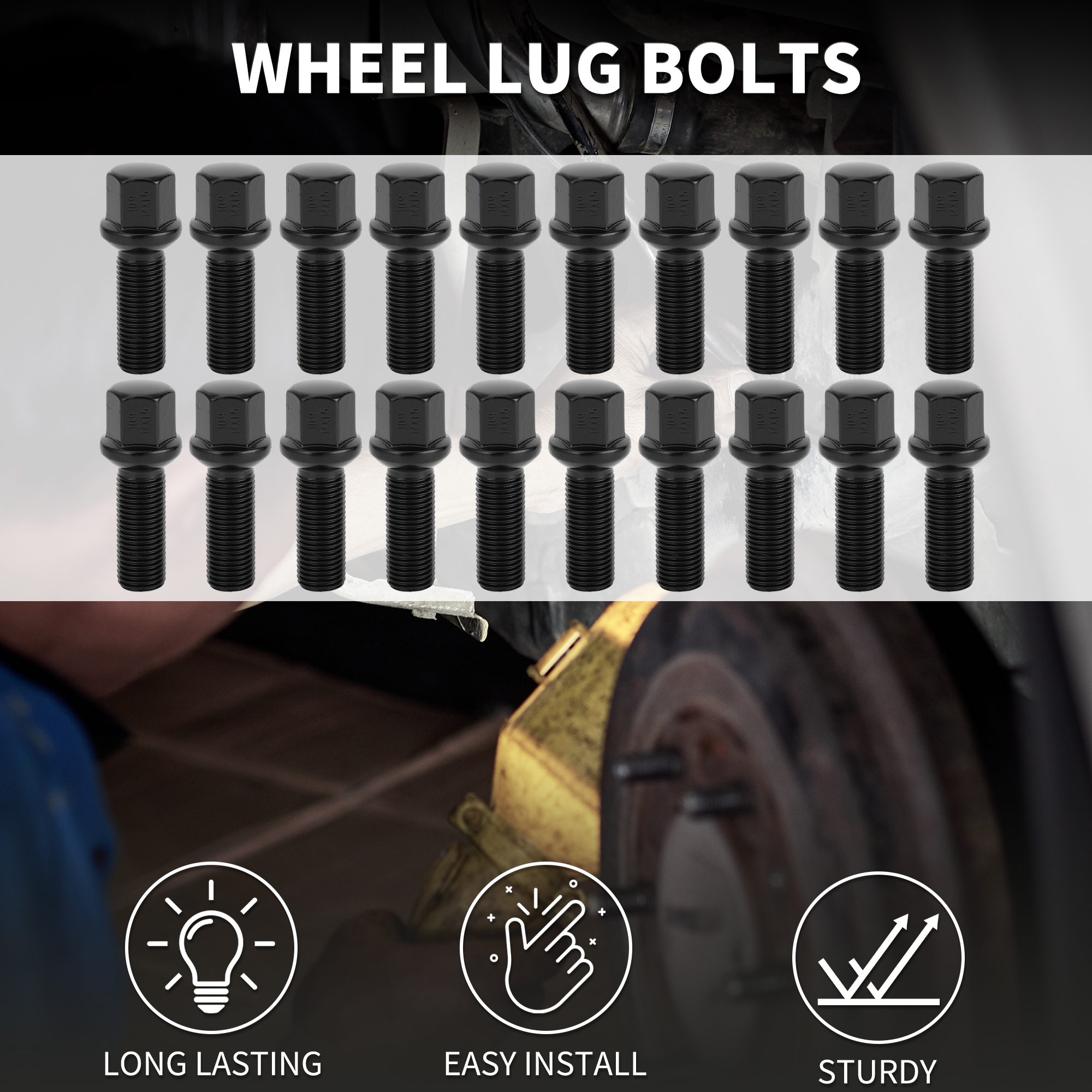 Unique Bargains M14x1.5mm Ball Seat Wheel Lug Bolt for Volkswagen 17mm Hex 35mm Shank