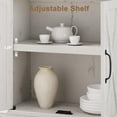 thumbnail image 4 of Farmhouse Bookcase with Barn Doors - 5-Tier Tall Shelf with Adjustable Shelves and Storage Cabinet, Antique White, 31.5 In, 4 of 5