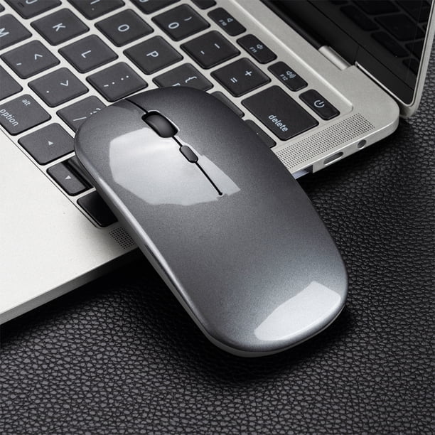 Accesorio de computadora Ratón inalámbrico 2.4G Ratón silencioso ultrafino Ratón portátil y elegante Ratón recargable 10 m / 33 pies Transmisión inalámbrica (gris) Romacci Accesorio de computadora